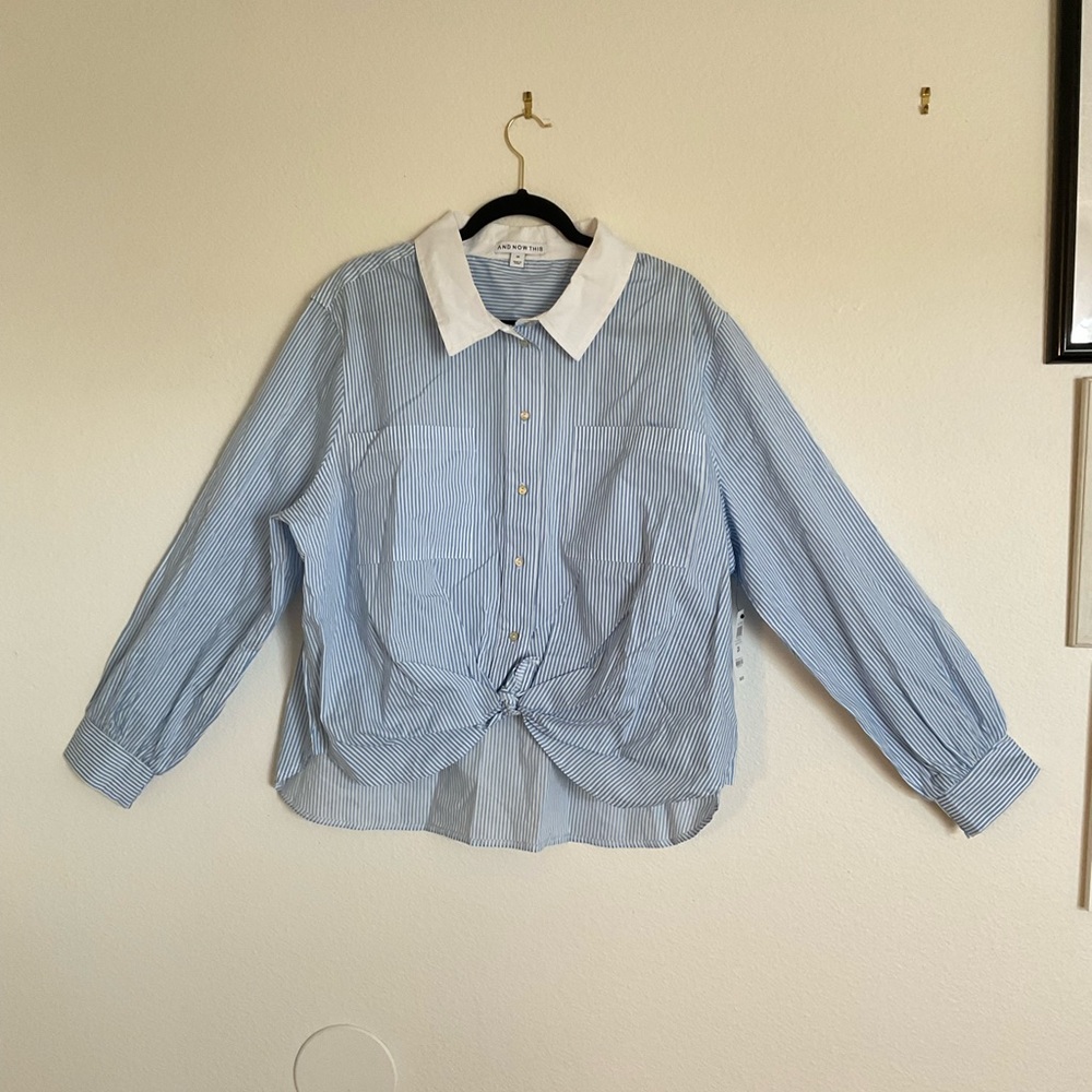 Perfect Oversized Stripe Shirt no.1 Light blue stripe.💙💙